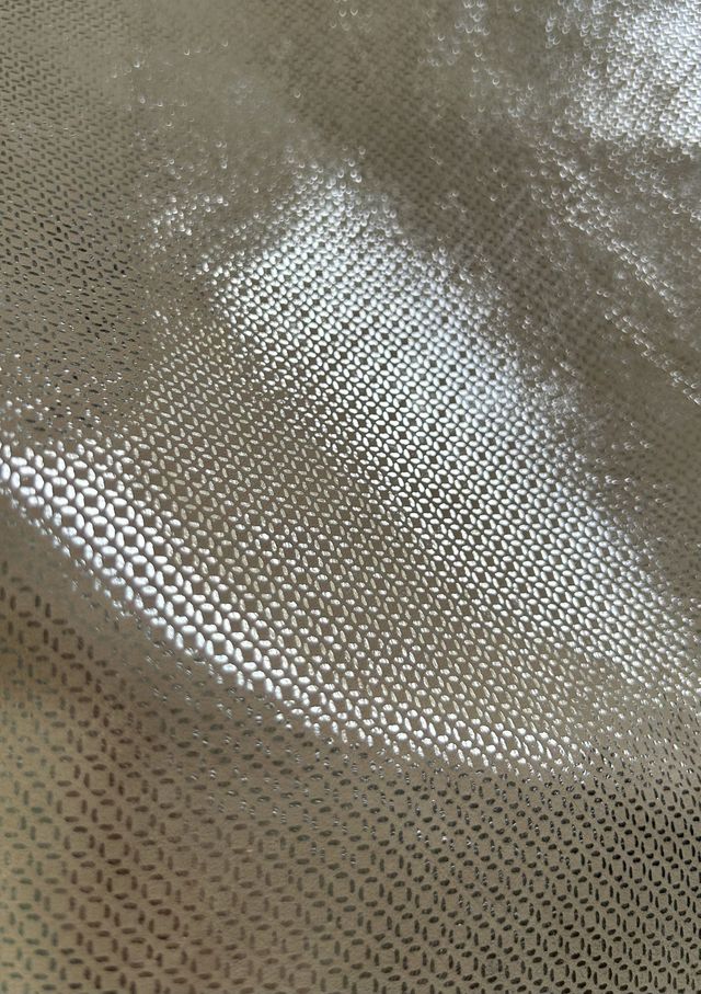 Chute de cuir nude argenté