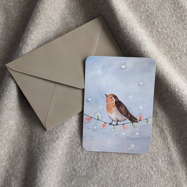 Wenskaart Roodborstje, incl envelop