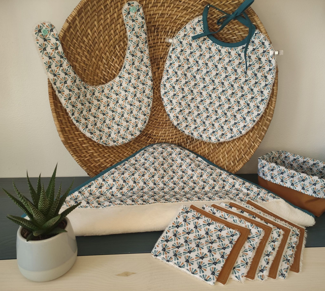 Ensemble Géométrique Bleu &amp; Moutarde