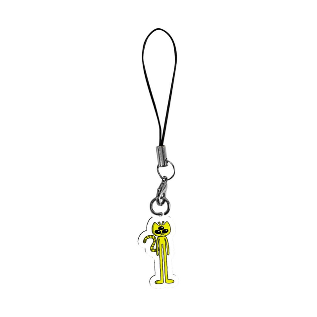 Yellow Alien Cat Acrylic Phone Charm