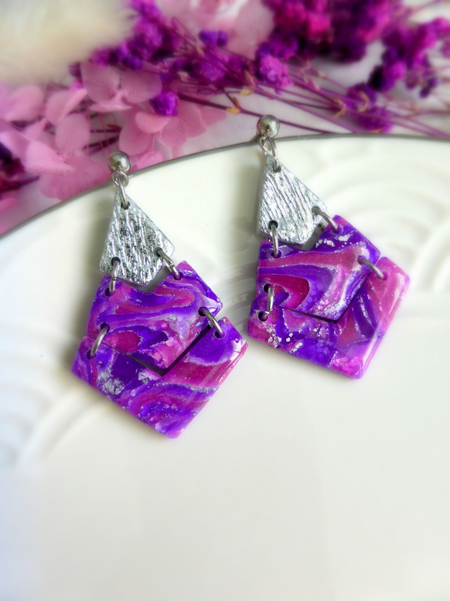 Boucles d'oreilles cerf-volant - Eclat de lavande