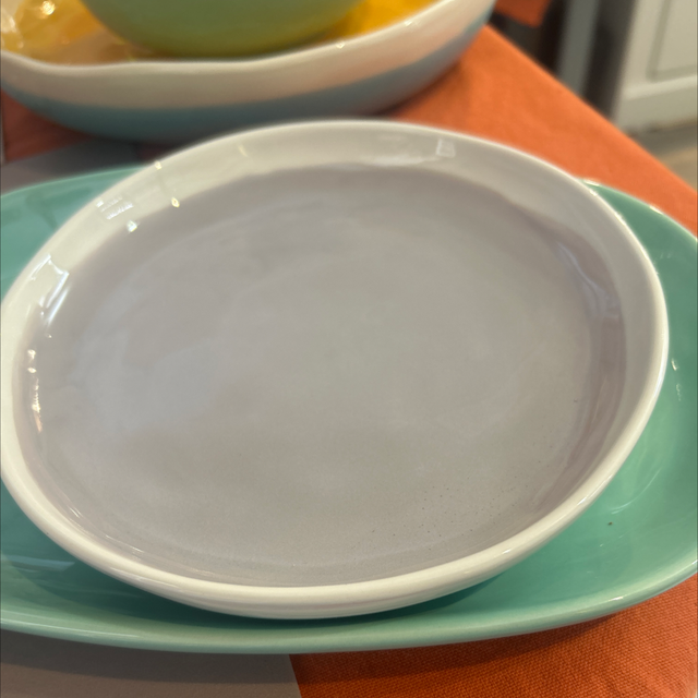 Assiette dessert gris/aqua