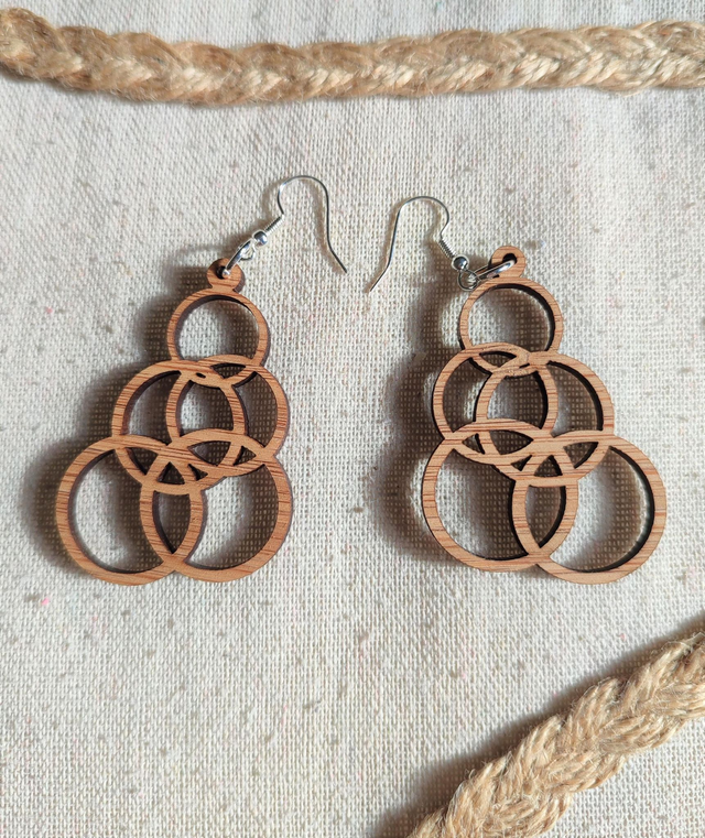 E08 – Boucles d'oreilles artisanales en bois inspiration nature OLYMPIA – Style Bohème