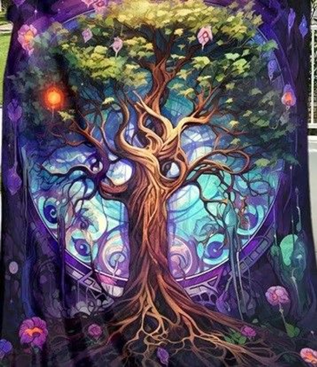 Arbre de vie couverture 130 cm x 150 cm