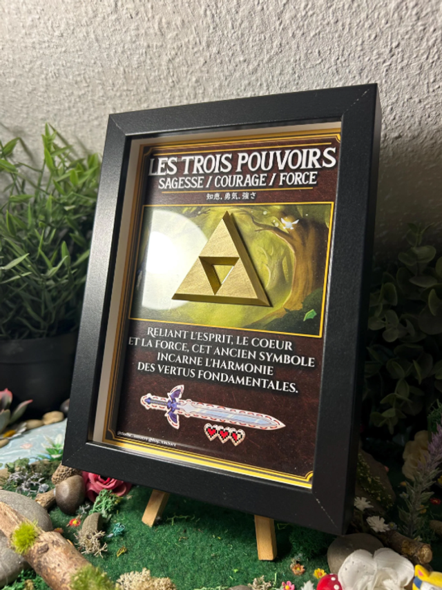 Les Trois Pouvoirs Cadre 3D – Illustration originale &amp; impression 3D Peinte 
