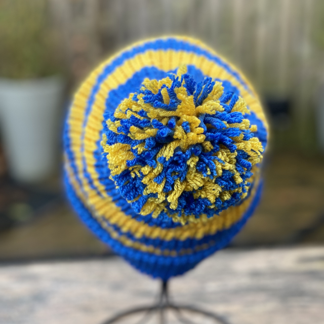 Funky Chunky Beanies Bobble Hat – Bluebell Blaze – Handmade in Scotland
