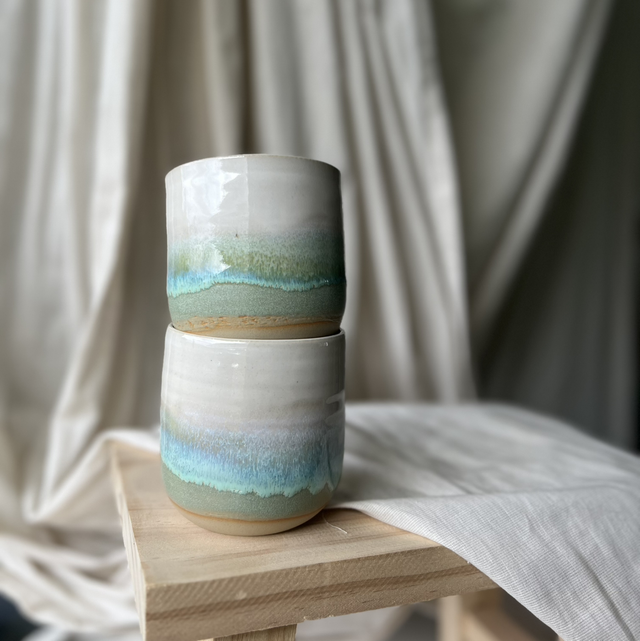 Cappuccinobecher Set "TURQUOISE WAVE" 