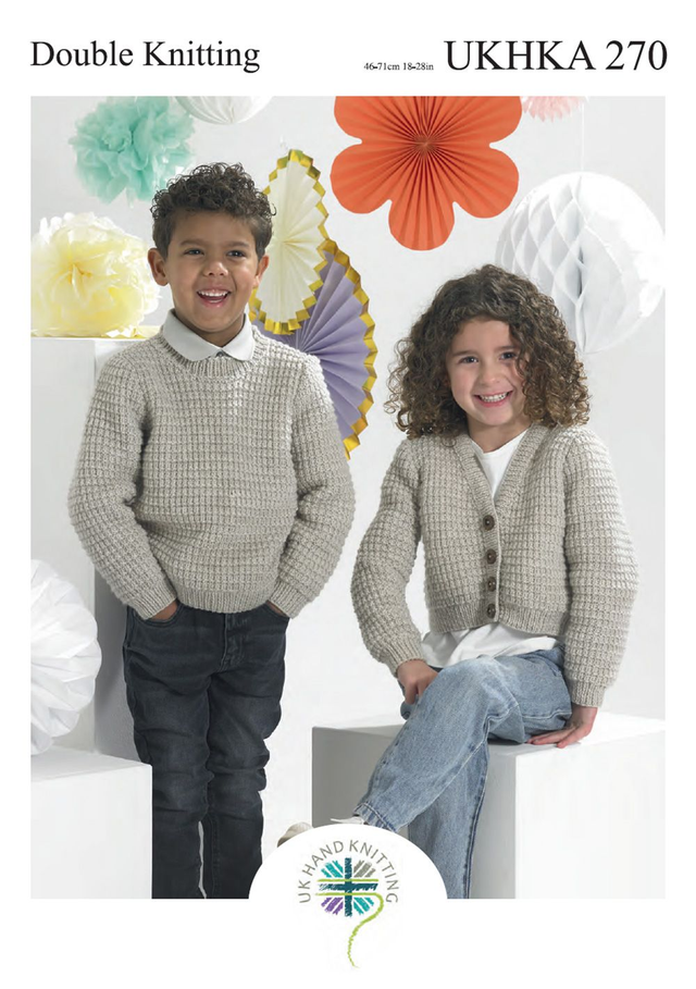 Double Knitting Pattern UKHKA 270 Childs Jumper and Cardigan 