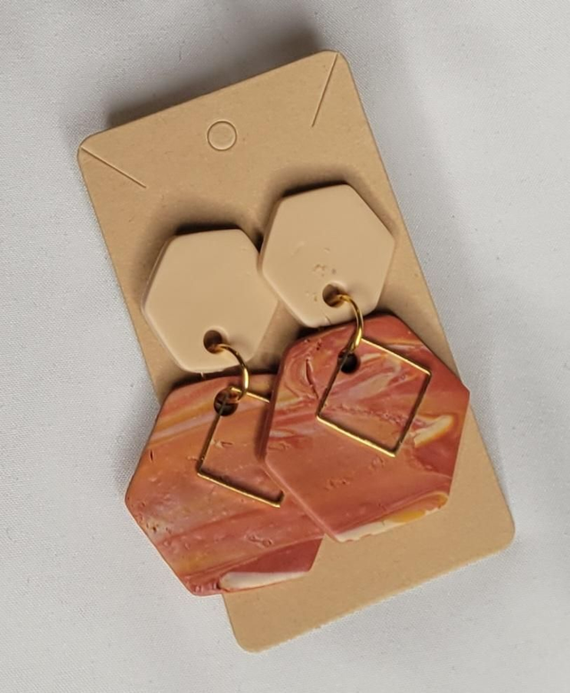 Polymer clay earrings [desert earth] 5