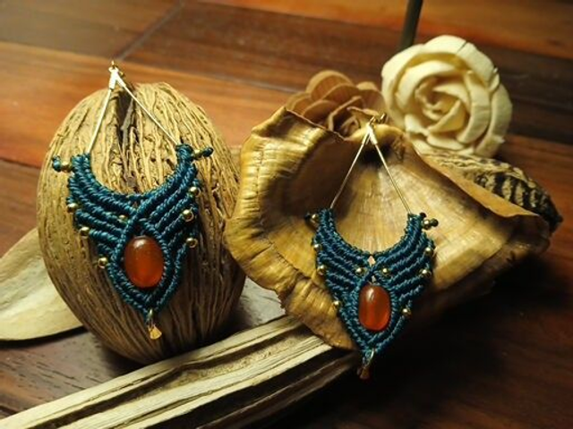 Boucles d&#039;oreilles macramé 