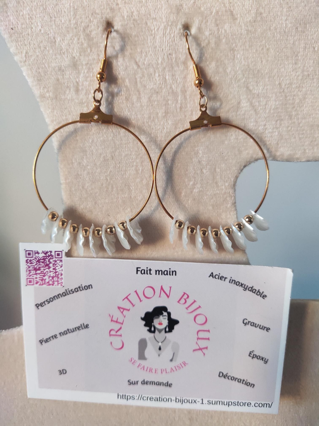 Boucle d'oreille créole pétales 