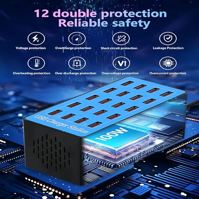 Intelligent USB Charging Station 100W 20-Port 