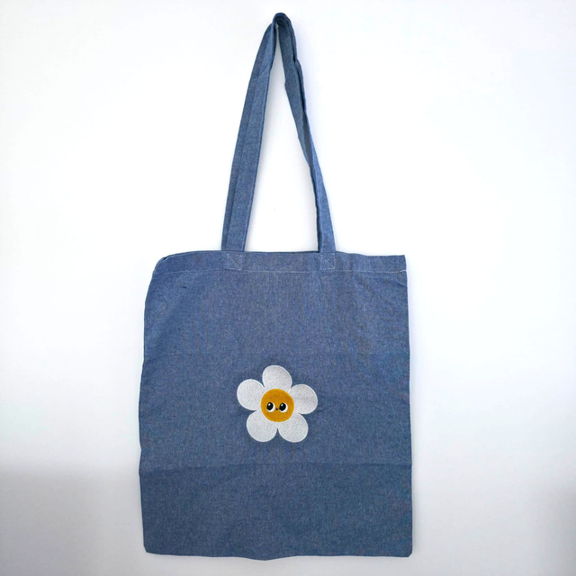 Smiling Flower - Embroidered totebag