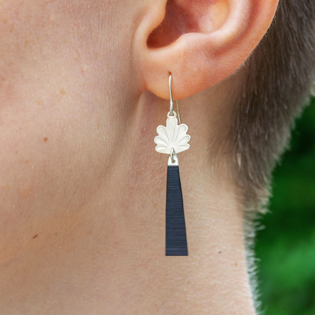 Boucles d'oreilles Calyx - Argent, noir