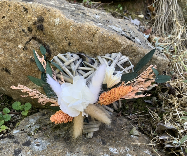 Cœur osier fleuri blanc 