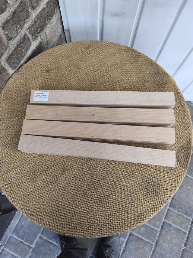 Bastelholz Buche sägerau –20 Stück 400 × 40 × 8 mm