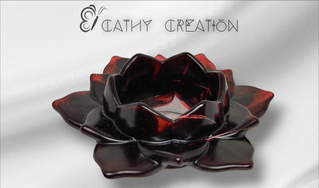 Bougeoir lotus rouge et noir lumineux 