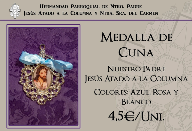 Medalla de cuna Jesús Atado a la Columna