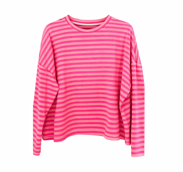 Sweatshirt gestreept roze/lichtroze