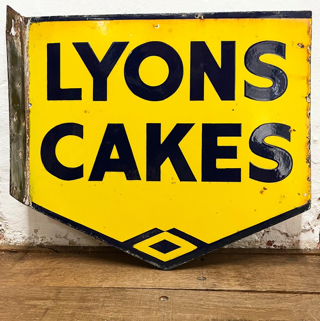 Original Lyon’s Cakes Double Sided Enamel Advertising Sign