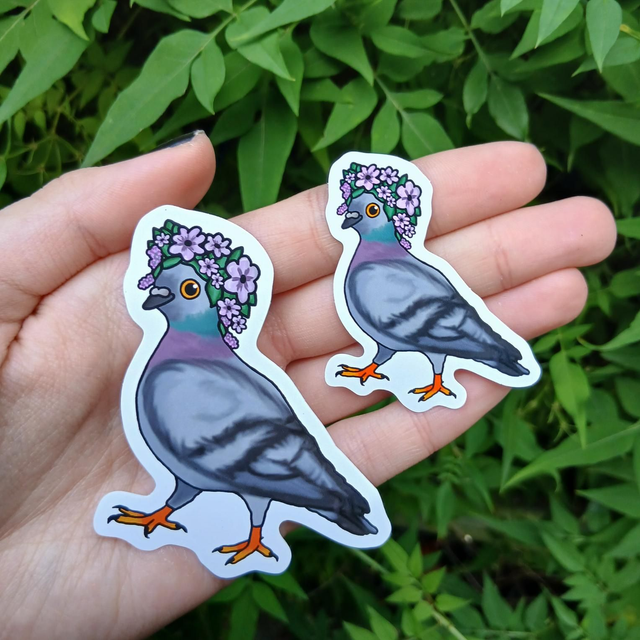 Pigeon Flower Crown Sticker