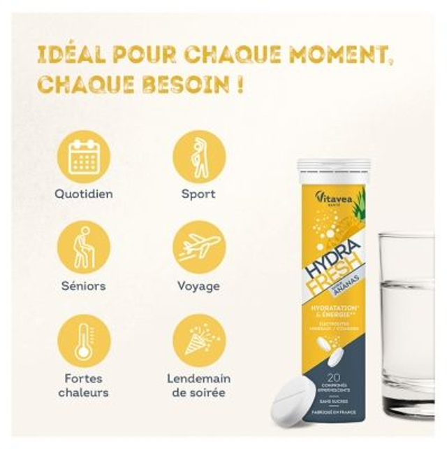 Vitavea Hydrafresh Hydratation et Énergie Ananas – Solution isotonique