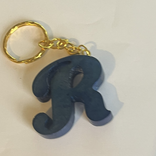 Resin keyring letter R