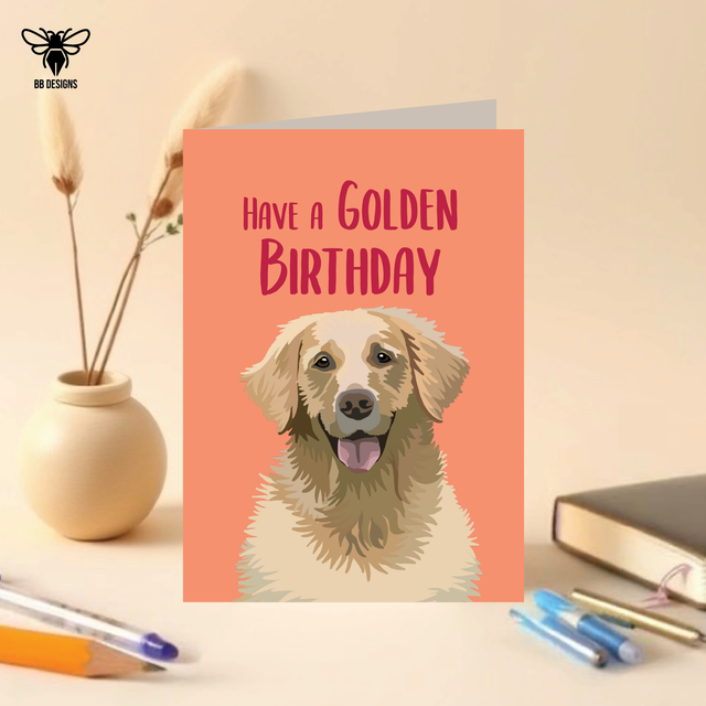 Golden Retriever - Birthday Card