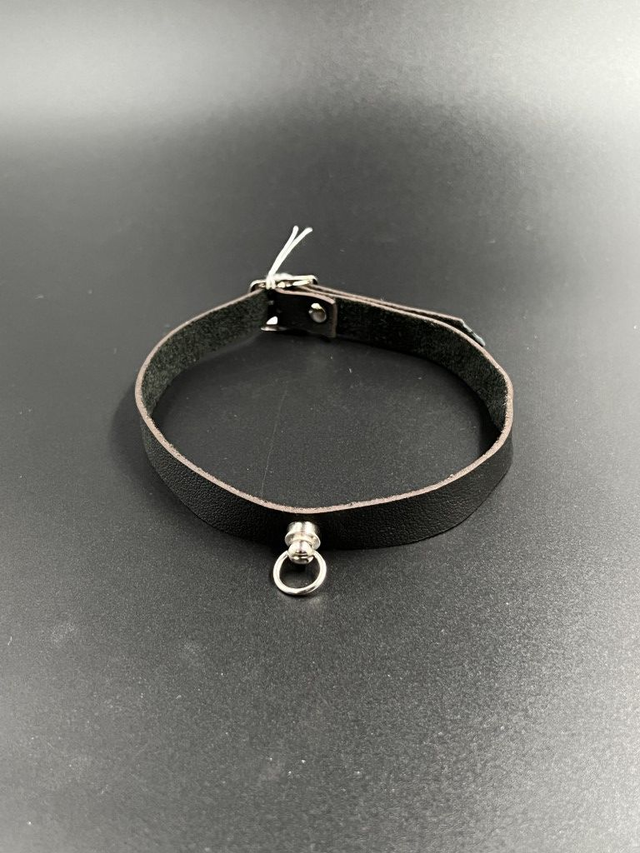 Collar subtiel 14mm van echt zacht leer met 13mm O-ring