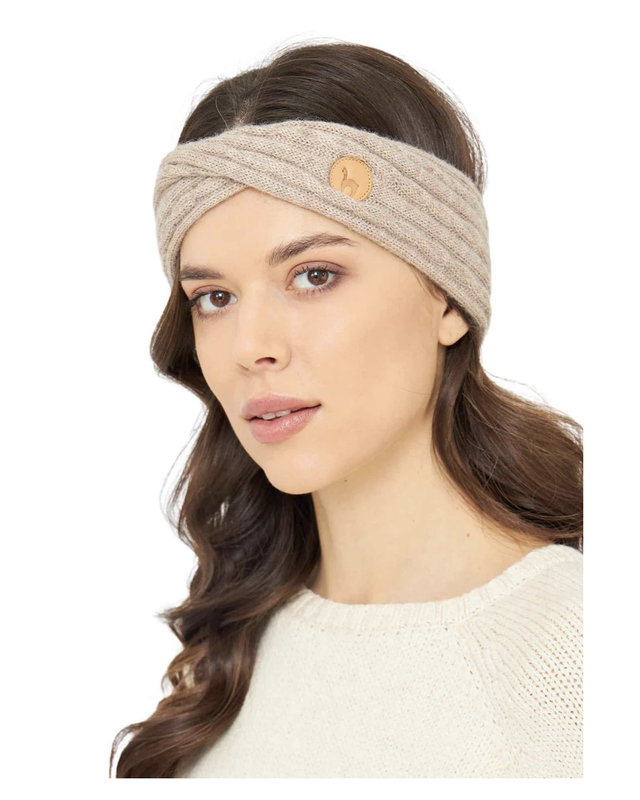SUAVE TWIST Alpakastirnband – Sand