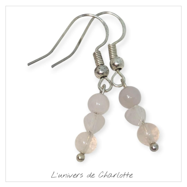 Boucles d'oreilles "Quartz rose" BO-036