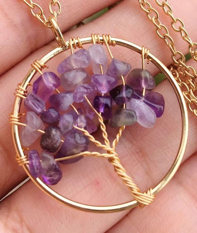 Pendentif " Arbre de vie " Améthyste avec sa chaine
