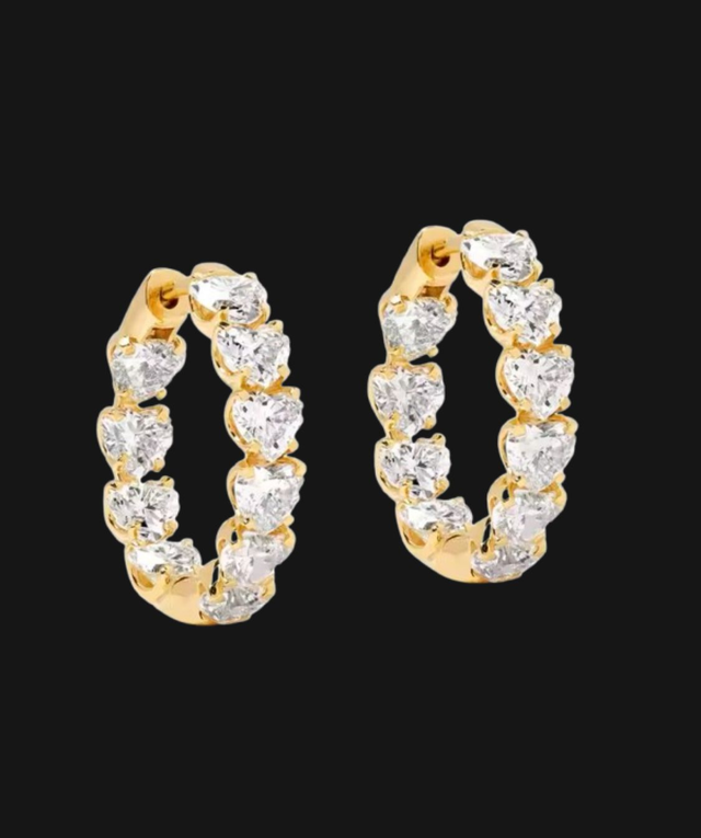 Crystal Heart Hoops