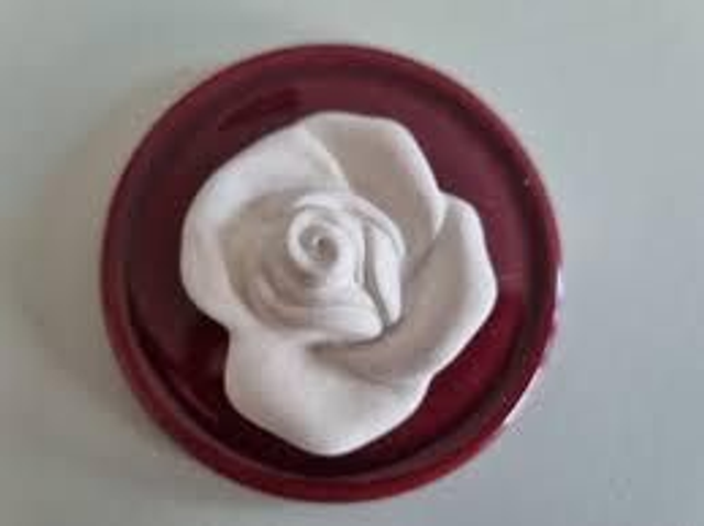 Aromasteen Roos met rode onderlegger