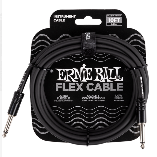 ERNIE BALL FLEX INSTR CABLE STRT/STRT 10FT - BLACK