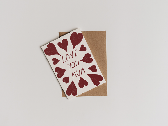 "Love You Mum" Hearts Card