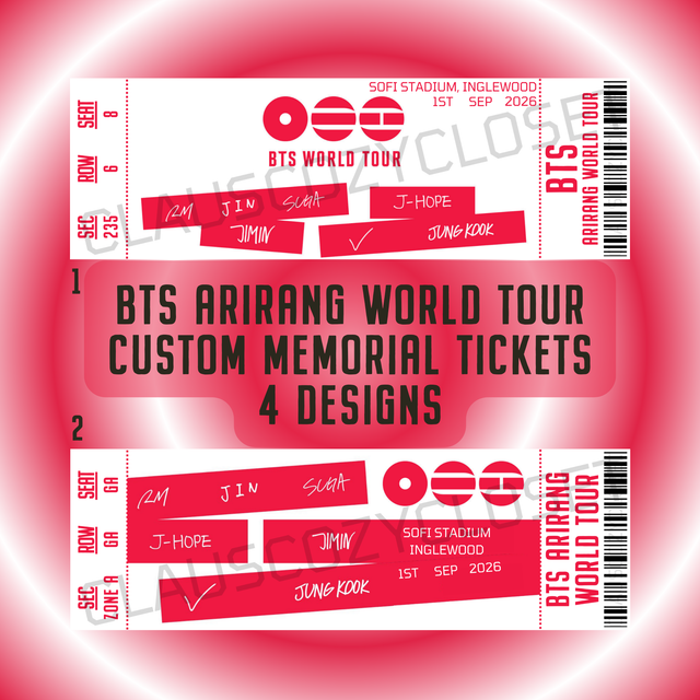 Custom Ticket: BTS - Arirang World Tour 2026 | 4 Designs