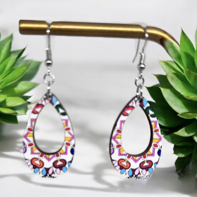 Boucles d'oreilles boheme bois