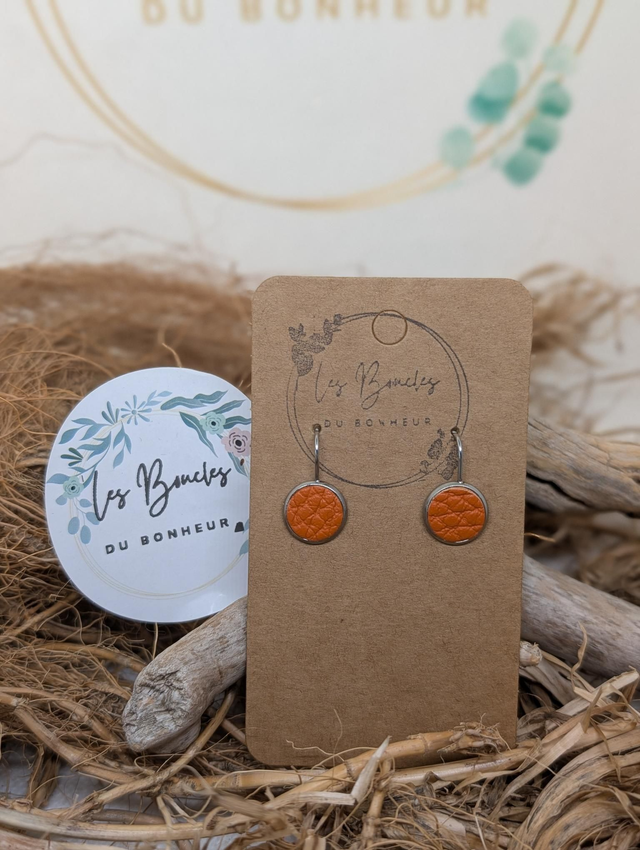 Boucles d&#039;oreilles puces orange pu104