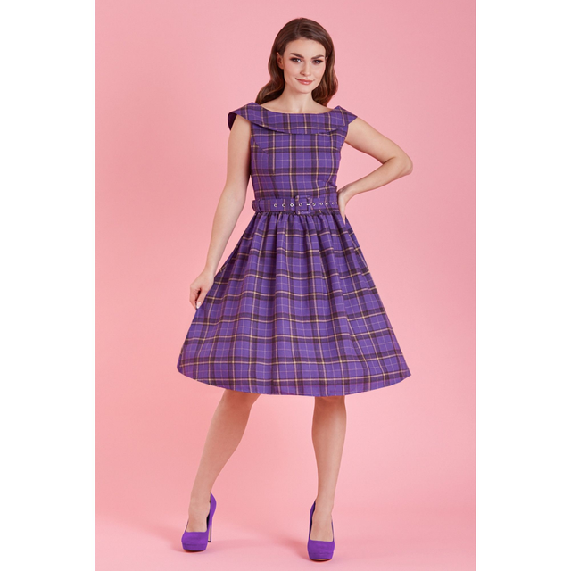 Cindy Purple Tartan Checkered Dress