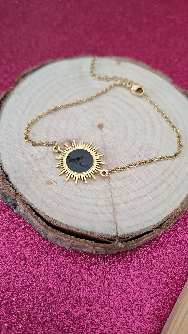Bracelet doré soleil noir