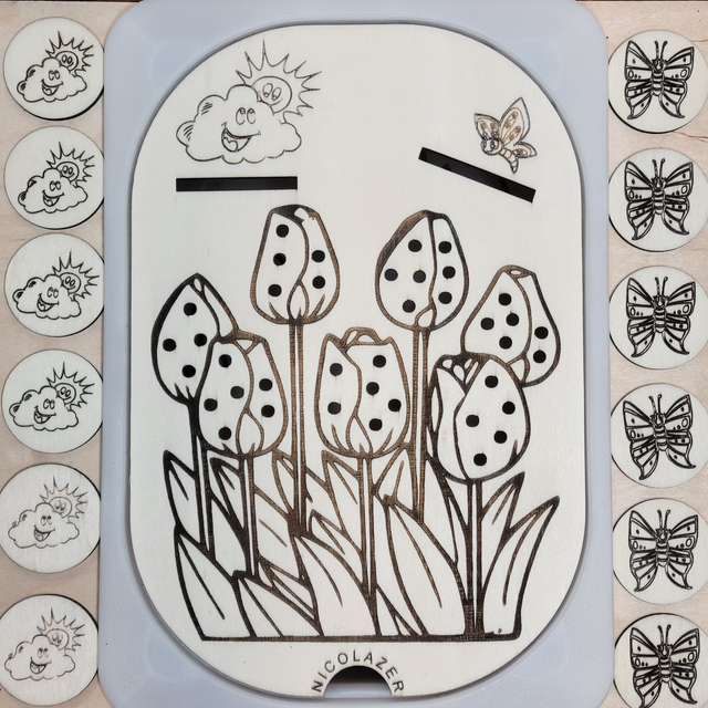 Insert sensoriel bois compatible trofast &quot;le champ de tulipes&quot;