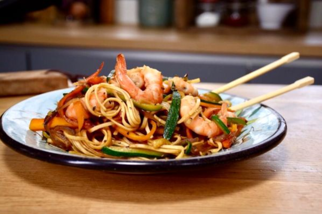 Vendredi 16.01 : Sauté de nouilles aux crevettes