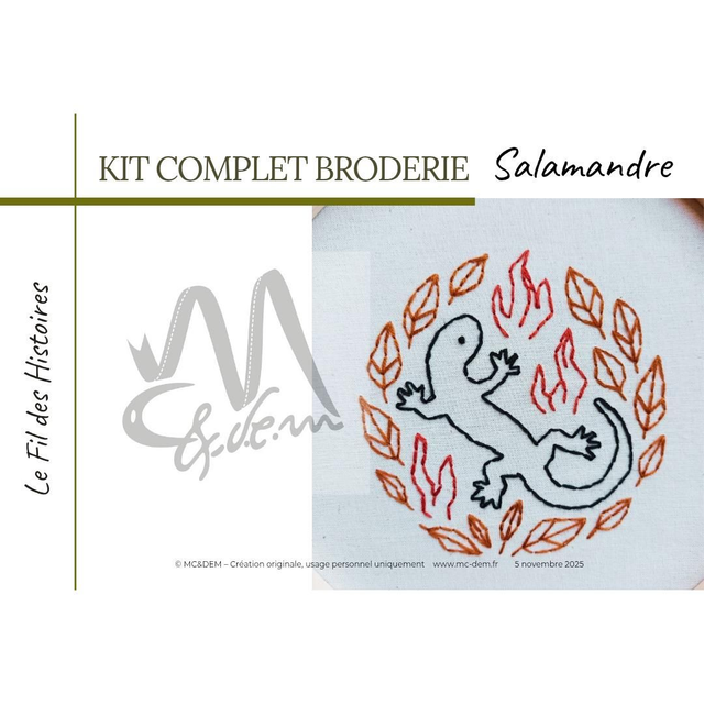 Kit complet broderie Salamandre 