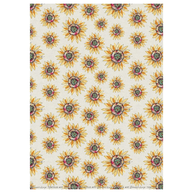 Summer Selvage Sunflower Embroidery Art Card