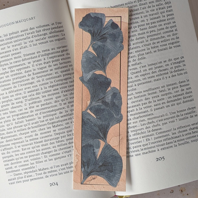 Marque-page - Café - Ginkgos, Gris de Payne sur Café