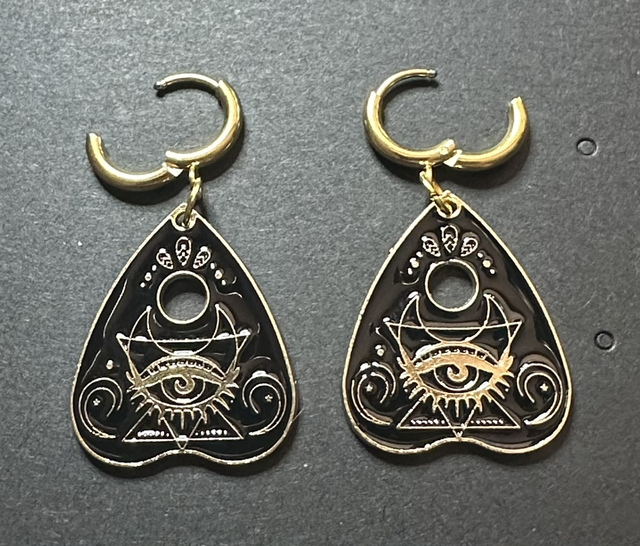 Eye Planchette Earrings - Huggie Hoops