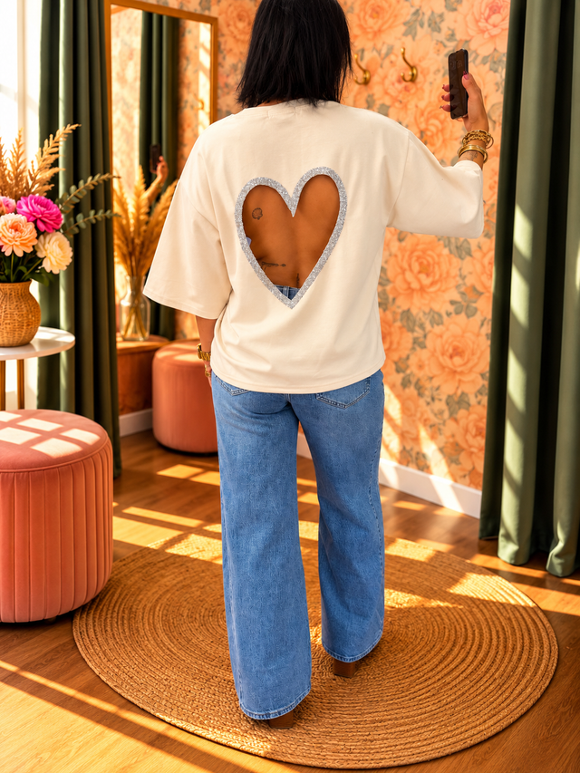 T-shirt dos cœur ajouré taille unique-57174
