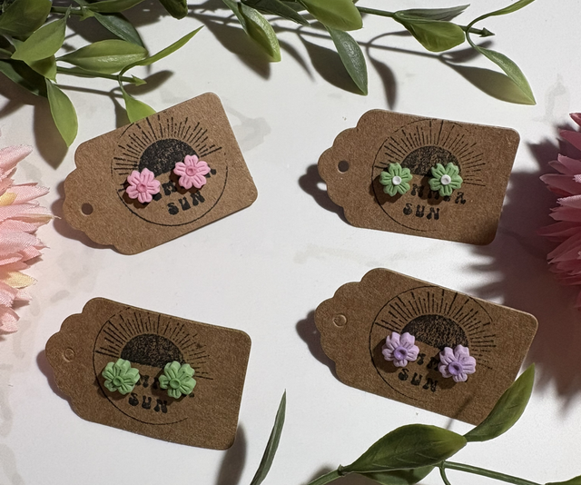 Handmade Cherry Blossom Clay Studs