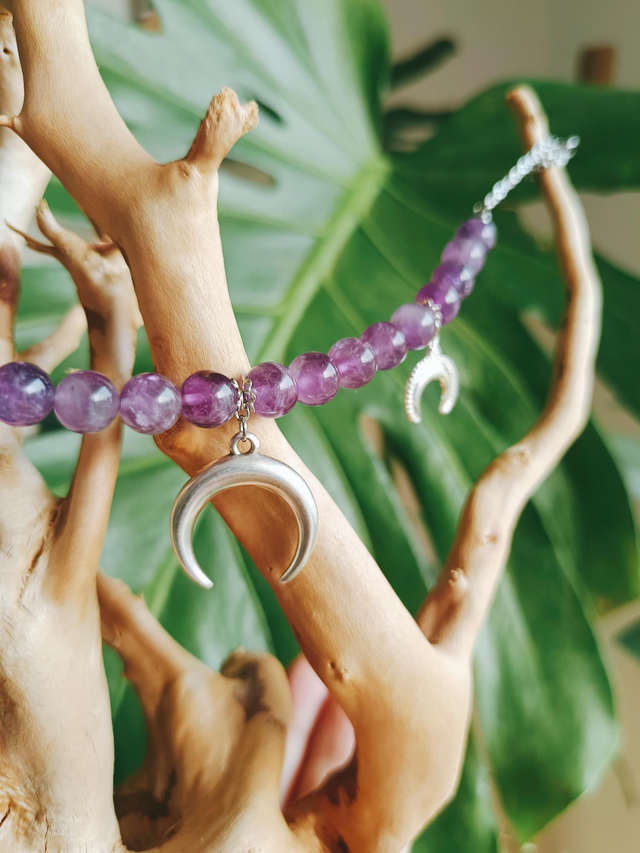 COLLIER - TRIPLE MOON (améthyste)